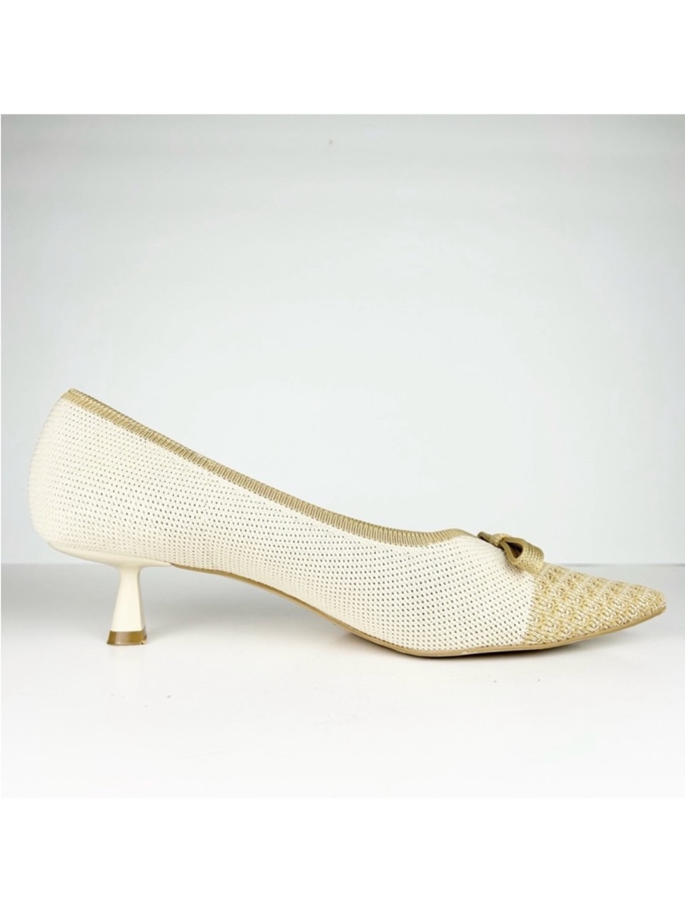 Vivaia Serena Pointed Toe Bow Detail Cream Ivory Slip On Kitten Heel EU 42 - Picture 8 of 14